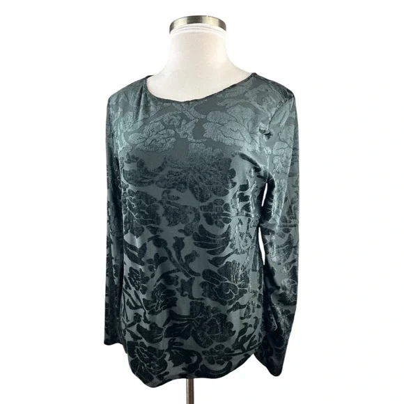 Sundance Bella Grace Floral Velvet Burnout Top Black Long Sleeve Women's Size XL - Picture 4 of 16